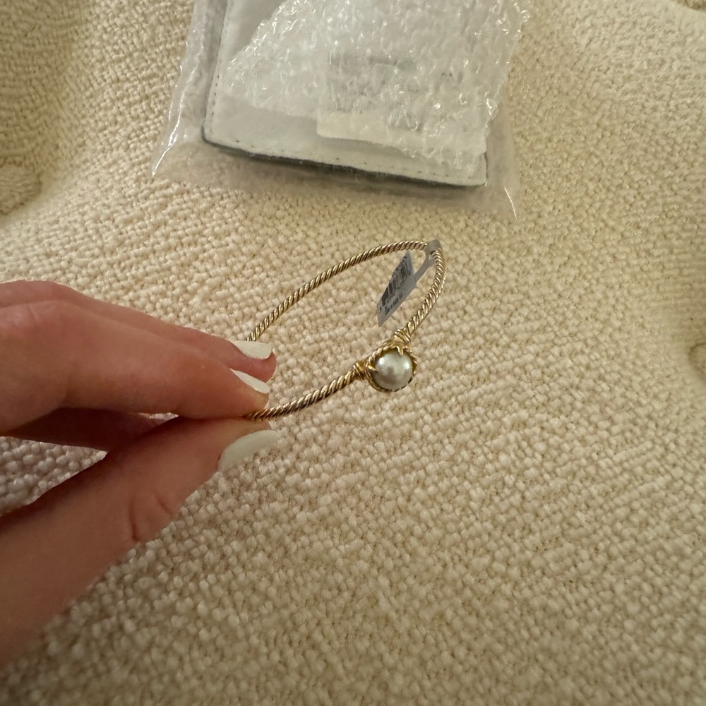 NWT David Yurman Petite Chatelaine 8mm Pearl Bracelet 18k Gold Size M